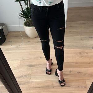 Paige Verdugo Ultra Skinny Black Stretch Ripped Jeans Size 25